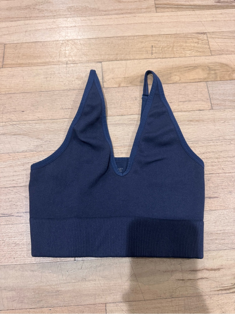 Garage Navy Ribbed Deep V Bralette - Women Intimates & Sleepwear